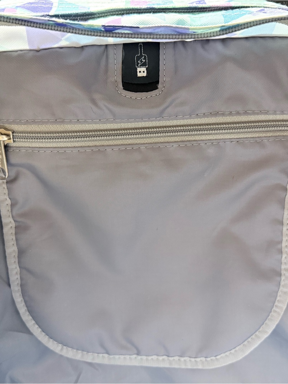 L.L.Bean Deluxe Backpack W/Mesh Pocket Zip- in pattern "Fresh Mint Prism" - Picture 9 of 13